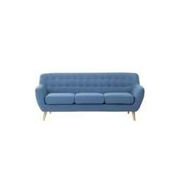 Bild von Mid Century Modern 3 Seater Sofa Button Tufted Light Blue Couch Motala
