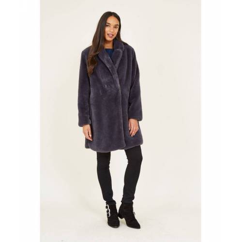 Bild von Yumi Womens Faux Fur Coat – Grey