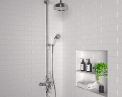 Produktbild von Traditional Thermostatic Shower with Round Overhead & Handset- Camden