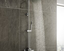 Bild von Thermostatic Mixer Bar Shower with Round Overhead & Pencil Handset – Vira