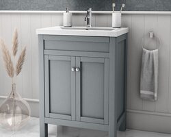 Bild von 600mm Grey Freestanding Vanity Unit with Sink – Avebury