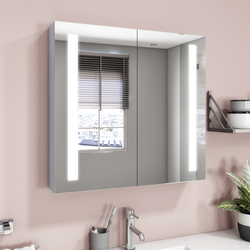 Produktbild von Mirrored Double Door Bathroom Wall Cabinet with LEDs 800 x 700mm – Capricorn