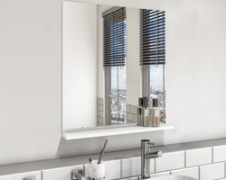 Bild von Rectangular White Mirror With Shelf 600 x 650mm – Boston