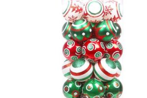 Produktbild von Set of 30 red and green Christmas baubles – 60 mm – Plastic – for hanging – Unbreakable plastic