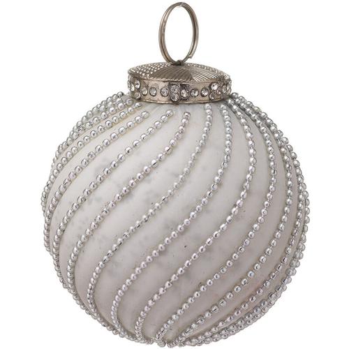 Bild von Glass Swirl Christmas Bauble (8cm x 8cm x 8cm) (White) – The Noel Collection