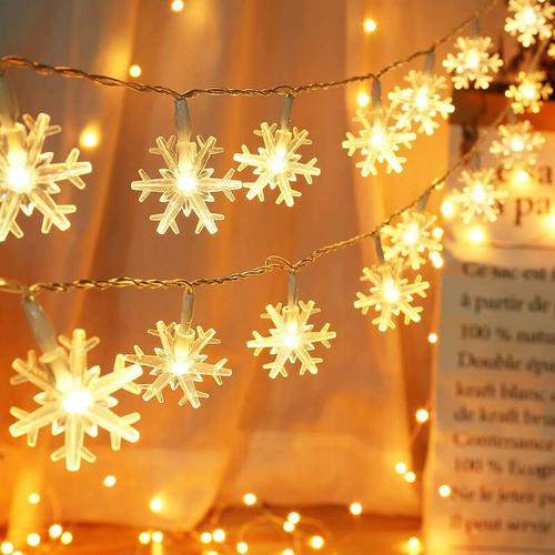 Bild von Christmas Snowflake Lights Indoor 2 Pack 13ft 40 LED Battery Powered Fairy String Lights Shining