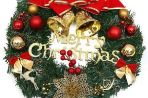 Produktbild von Christmas Door Wreath Christmas Garland Xmas Wreath Decorations Artificial Christmas Wreath Merry