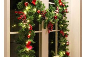 Produktbild von Glittery Pre-Lit Christmas Garland Wreath Battery Powered LED Lights Party Garde