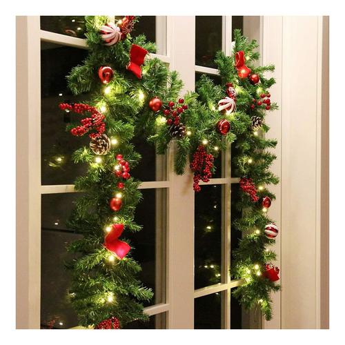 Bild von Glittery Pre-Lit Christmas Garland Wreath Battery Powered LED Lights Party Garde