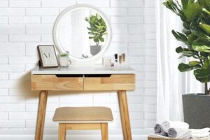 Produktbild von Makeup Dressing Table Stool LED Mirrored Vanity Set Drawers Storage Organizer
