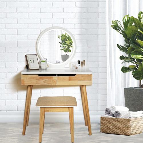 Bild von Makeup Dressing Table Stool LED Mirrored Vanity Set Drawers Storage Organizer