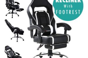 Produktbild von More4homes – GTFORCE PACE WHITE LEATHER RACING SPORTS OFFICE CHAIR IN BLACK AND WHITE