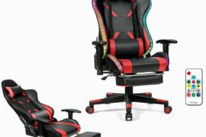 Produktbild von Costway – Ergonomic Gaming Chair Adjustable High Back Computer Chair W/ Remote Control LED