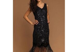 Produktbild von Roman Originals Women’s Black Sequin Fringe Hem Flapper Dress