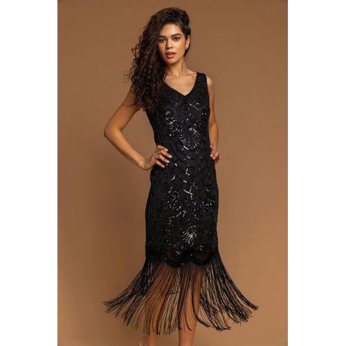 Bild von Roman Originals Women’s Black Sequin Fringe Hem Flapper Dress