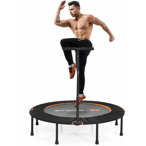 Bild von Costway – 47” Mini Trampoline T-Bar Foldable Fitness Rebounder Safety Pads Durable