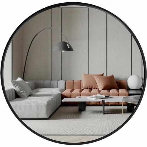 Bild von 60cm Large Round Mirror, Black Frame Makeup Shaving Hanging Mirrors, Wall Mounted Circle Mirror for