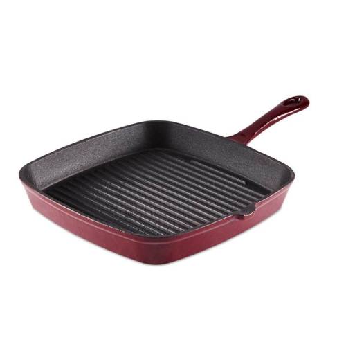 Bild von Barbary & Oak Foundry Cast Iron 23cm Square Grill Pan – Red
