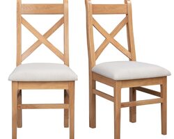 Produktbild von Set of 2 Solid Oak Dining Chairs with Fabric Seat – Adeline