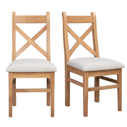 Produktbild von Set of 2 Solid Oak Dining Chairs with Fabric Seat – Adeline