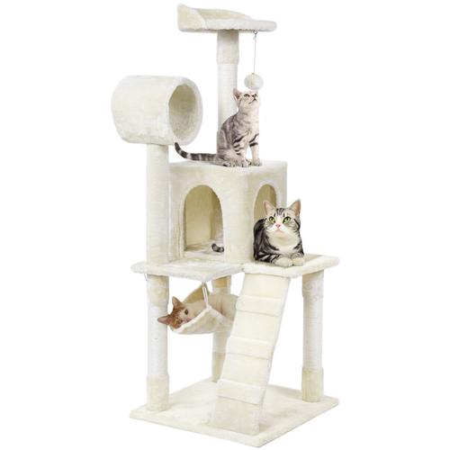 Bild von Yaheetech – Cat Tree Tower Activity Centres Scratching Post with Tunnel/Condo/Hammock – Beige