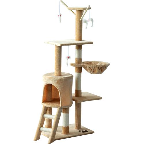Bild von Cat Tree Activity Centre Scratcher Climbing Pet Scratching Post with Toys 5-tier 131cm Tall Beige