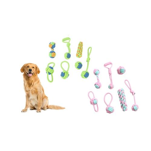 Bild von Seven-Piece Dog Chewing Rope Ball Toys Set: One/Green