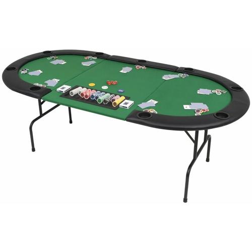 Bild von Vidaxl – 9-Player Folding Poker Table 3 Fold Oval Green – Green
