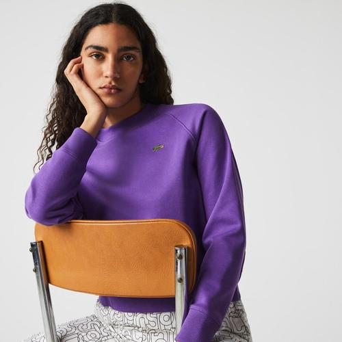 Bild von Cropped Cotton Fleece Sweatshirt – Purple – Lacoste Sweats