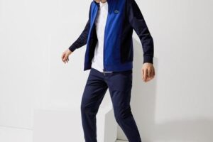 Produktbild von Sport Resistant Bicolor Piqué Zip Sweatshirt – Blue – Lacoste Sweats