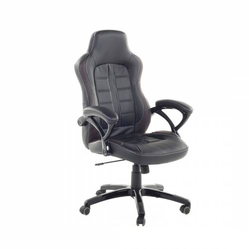 Produktbild von Beliani Office Executive Chair Black with Dark Brown Faux Leather Swivel Gas Lift Adjustable Height with Castors Ergonomic Modern