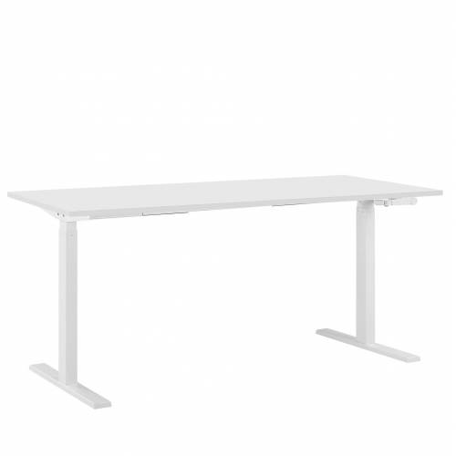 Produktbild von Beliani Manually Adjustable Desk White Wooden Tabletop Powder Coated Steel Frame Sit and Stand 160 x 72 cm Modern Design