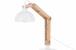 Bild von Beliani Desk Lamp White Light Wood Swing Adjustable Arm Metal Shade Table Light