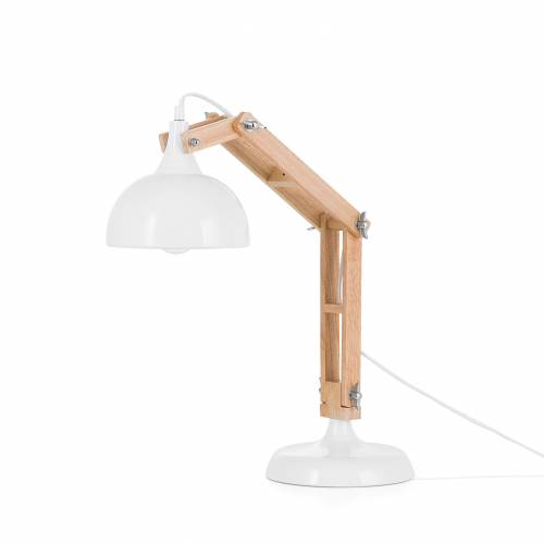Produktbild von Beliani Desk Lamp White Light Wood Swing Adjustable Arm Metal Shade Table Light