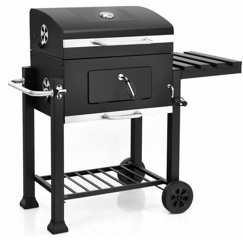 Bild von Charcoal Grill Patio Grill Trolley Portable BBQ Grill Offset Smoker W/Side Table