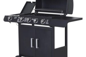 Produktbild von Steel 4+1 Gas BBQ Grill with Wheels Backyard Barbecue Portable – Black – Outsunny