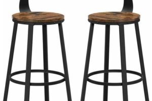 Produktbild von VASAGLE Bar Stools, Set of 2 Tall Bar Chairs with Backrest, Kitchen Stools, Steel Frame, 73.2 cm