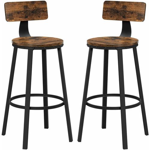 Bild von VASAGLE Bar Stools, Set of 2 Tall Bar Chairs with Backrest, Kitchen Stools, Steel Frame, 73.2 cm