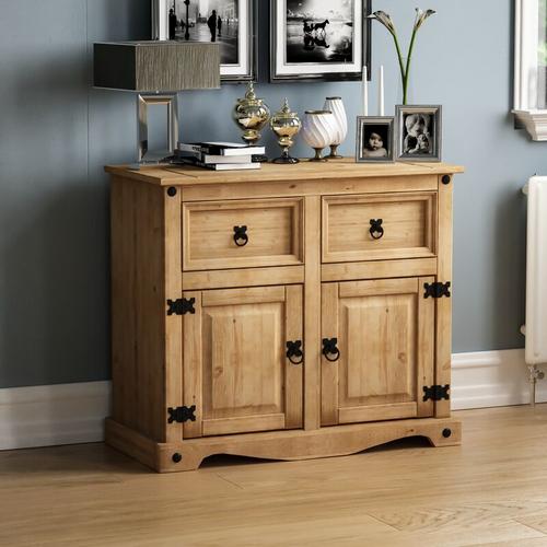 Bild von Home Discount – Corona Solid Pine Sideboard 2 Door 2 Drawer Cabinet Cupboard Storage
