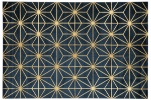 Produktbild von Beliani Area Rug Blue with Gold Geometric Pattern Viscose with Cotton 160 x 230 cm Hand Woven Modern Glam Style Living Room Bedroom