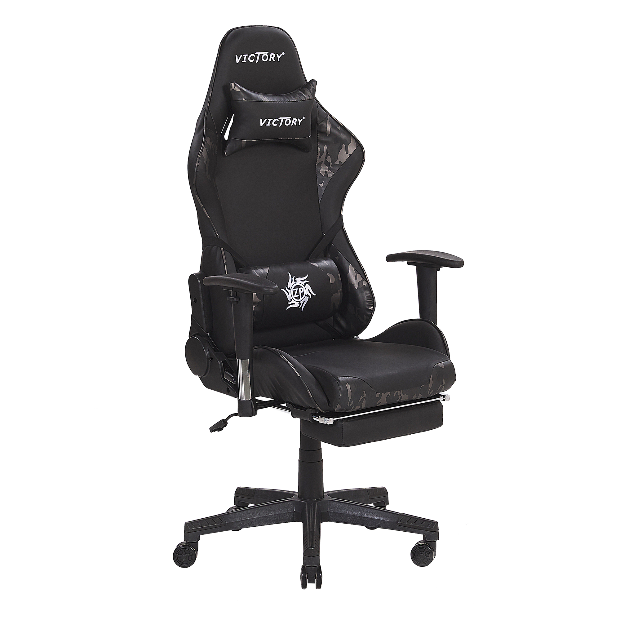 Bild von Beliani Gaming Chair Black Camo Faux Leather Swivel Adjustable Armrests and Height Footrest Modern