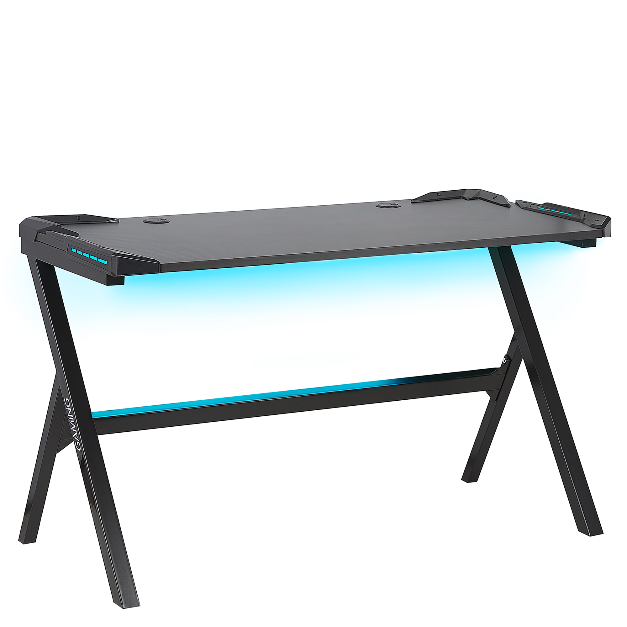 Produktbild von Beliani Gaming Desk Black MDF Metal Legs Rectangular 120 x 60 cm with RGB Lights Modern Design Home Office Furniture