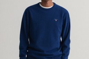 Produktbild von Gant Super Fine Lambswool Crew Neck Sweater – Blue – Gant Knitwear