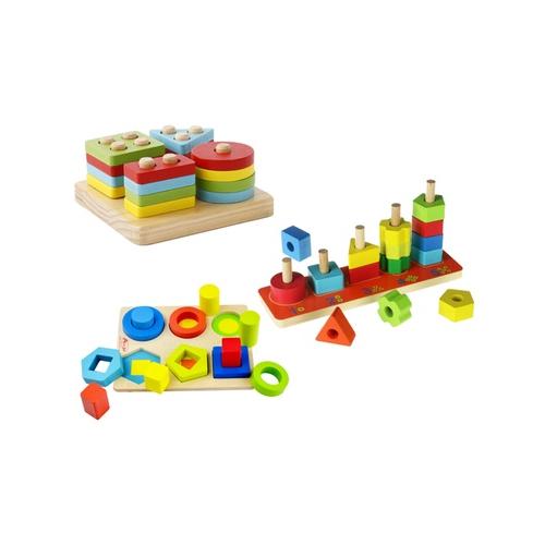 Bild von Wooden Geometric Shape Sorter Board: Montessori 1234 Shape Board