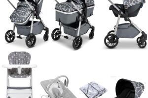 Bild von Ickle Bubba Moon 3 in 1 (Silver Chassis) Everything You Need Travel System Bundle – Sparkle