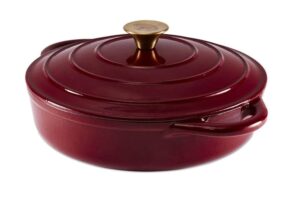 Bild von Barbary & Oak Foundry Cast Iron 28cm Round Shallow Casserole Dish – Red