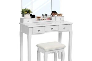 Produktbild von VASAGLE Dressing Table with 5 Drawers, Makeup Desk with 1 Stool