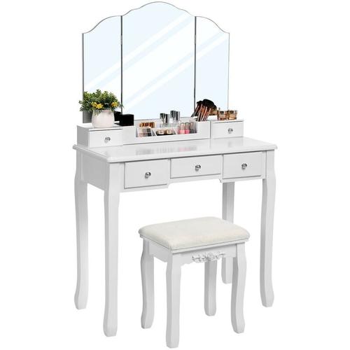 Bild von VASAGLE Dressing Table with 5 Drawers, Makeup Desk with 1 Stool
