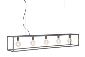 Produktbild von QAZQA Industrial hanging lamp gray 5-light – Cage
