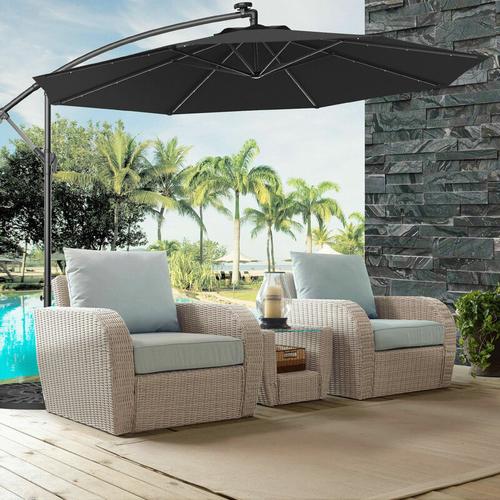 Bild von 3M Outdoor LED Parasol Patio Solar Sun Shade Garden Banana Cantilever Umbrella